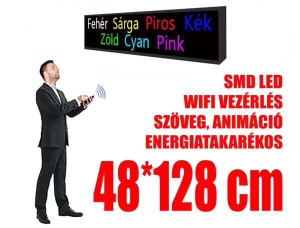 Kültéri fényújság (48x128 cm) - 7 színű - P10