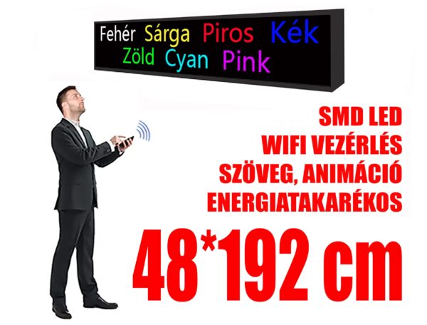 Kültéri fényújság (48x192 cm) - 7 színű - P10